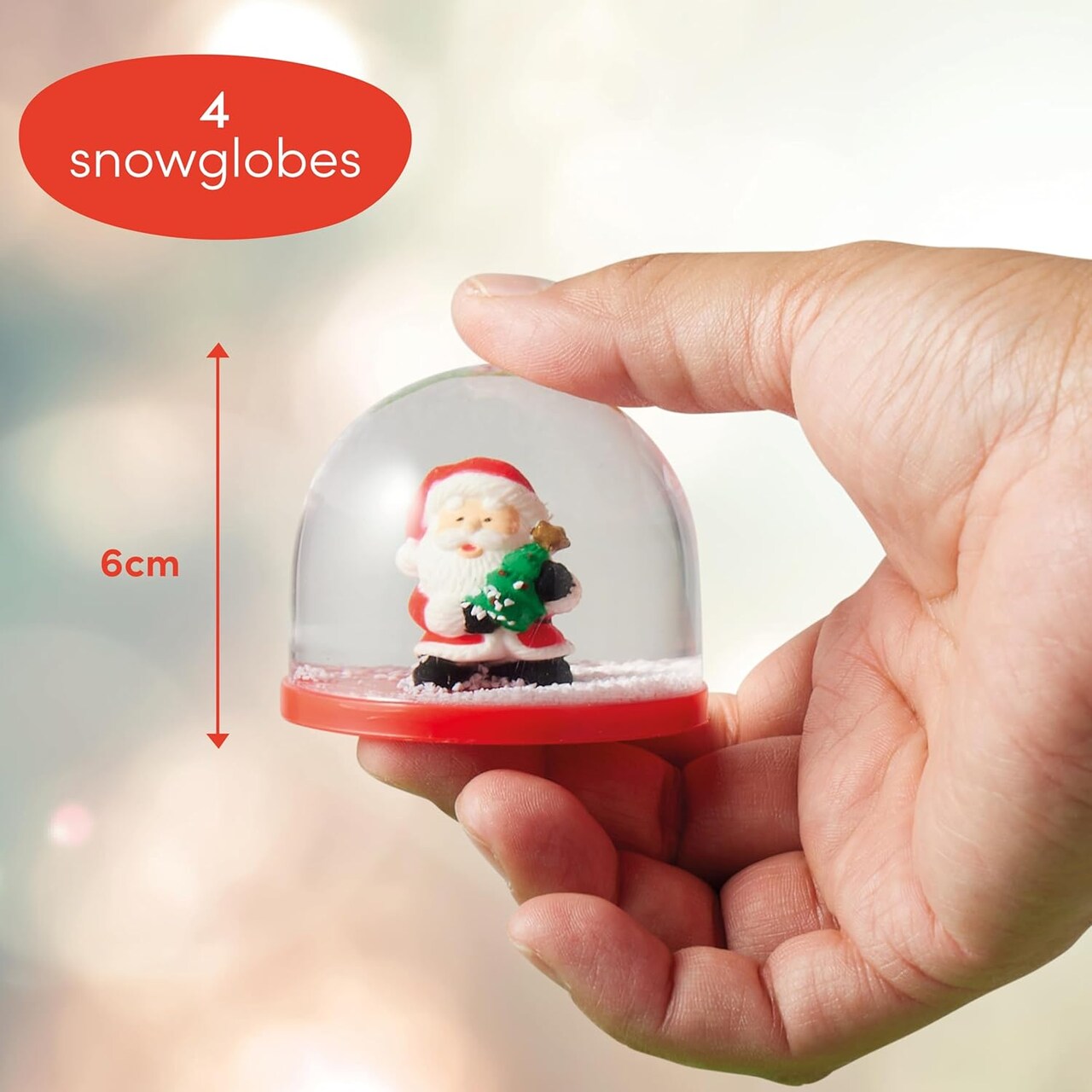 4 Mini Christmas Winter Snow Globes for Kids - Gift, Decoration, Xmas Stocking Stuffers, Giveaways